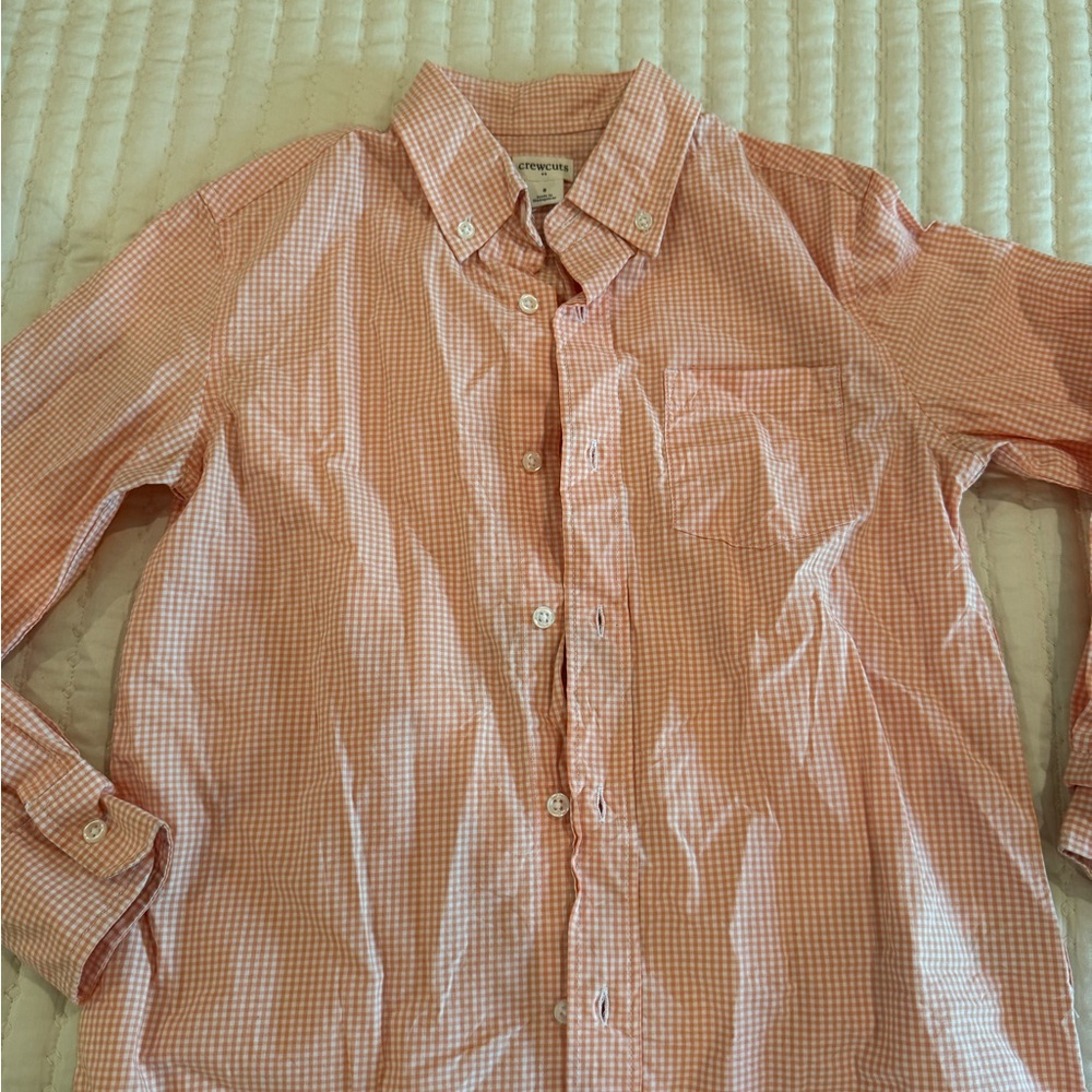 Crewcuts Orange Button Down Shirt Lightweight Cotton